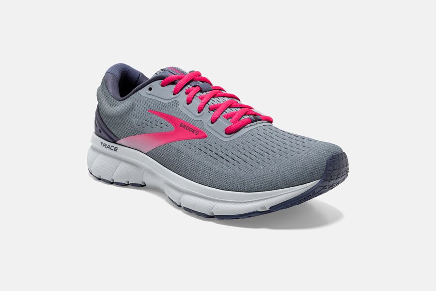 Brooks Running Shoes Womens Grey/Pink - Trace Road - 8792-DMGNP